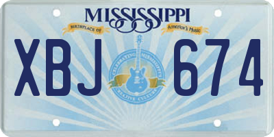 MS license plate XBJ674