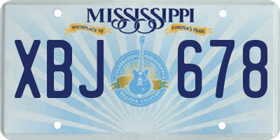 MS license plate XBJ678