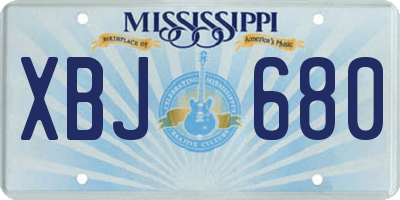 MS license plate XBJ680