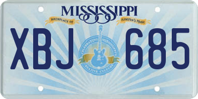 MS license plate XBJ685