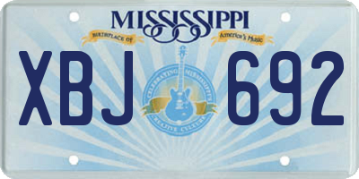 MS license plate XBJ692