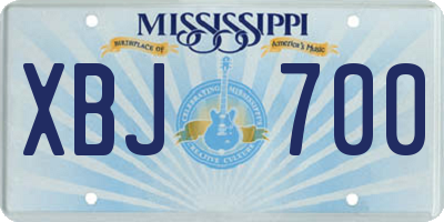 MS license plate XBJ700