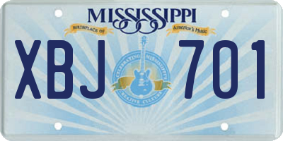 MS license plate XBJ701
