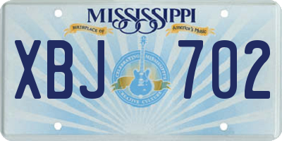 MS license plate XBJ702
