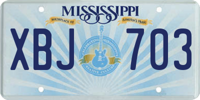 MS license plate XBJ703
