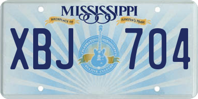 MS license plate XBJ704