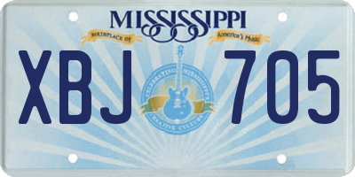 MS license plate XBJ705