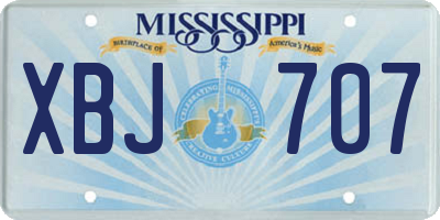 MS license plate XBJ707