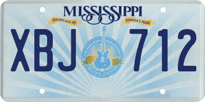 MS license plate XBJ712