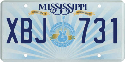 MS license plate XBJ731