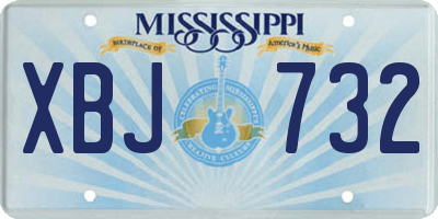 MS license plate XBJ732