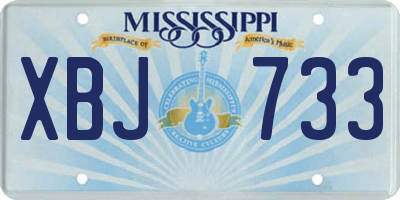 MS license plate XBJ733