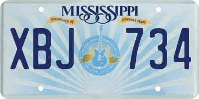 MS license plate XBJ734