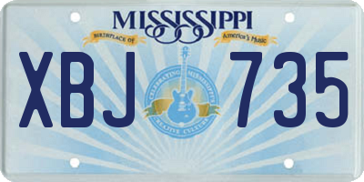 MS license plate XBJ735