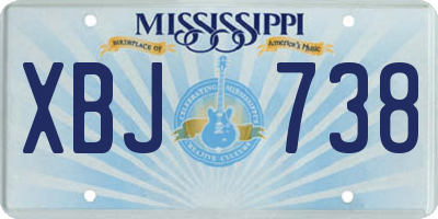 MS license plate XBJ738