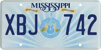 MS license plate XBJ742