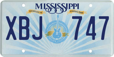 MS license plate XBJ747