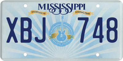 MS license plate XBJ748