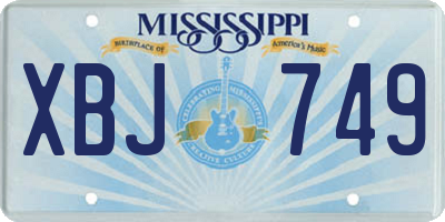 MS license plate XBJ749