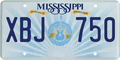 MS license plate XBJ750