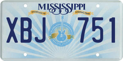 MS license plate XBJ751