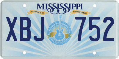 MS license plate XBJ752