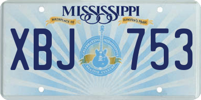 MS license plate XBJ753
