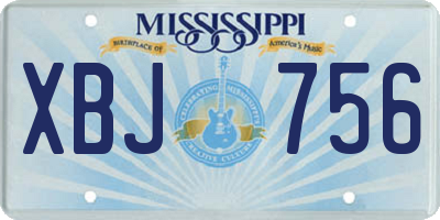 MS license plate XBJ756