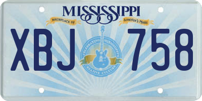MS license plate XBJ758