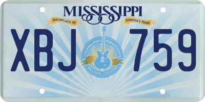 MS license plate XBJ759