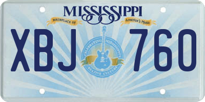 MS license plate XBJ760