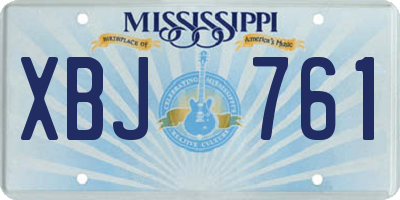 MS license plate XBJ761