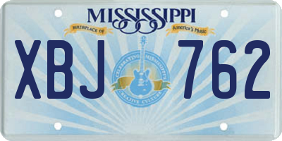 MS license plate XBJ762