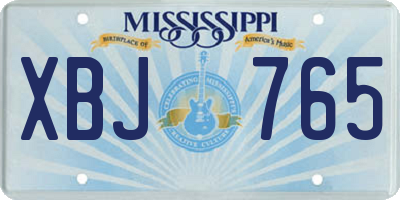 MS license plate XBJ765