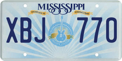MS license plate XBJ770
