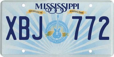 MS license plate XBJ772
