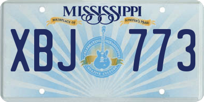MS license plate XBJ773