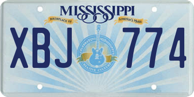 MS license plate XBJ774