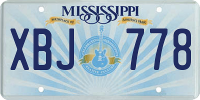 MS license plate XBJ778