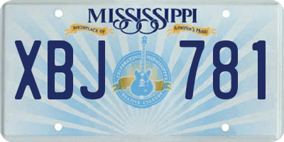 MS license plate XBJ781