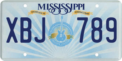 MS license plate XBJ789