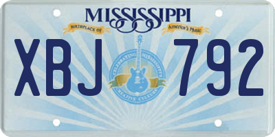 MS license plate XBJ792