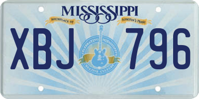 MS license plate XBJ796