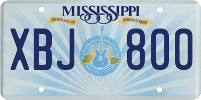 MS license plate XBJ800