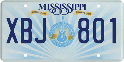 MS license plate XBJ801