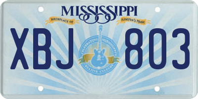 MS license plate XBJ803