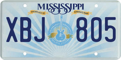 MS license plate XBJ805