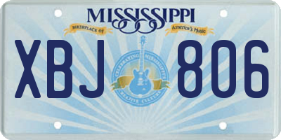 MS license plate XBJ806