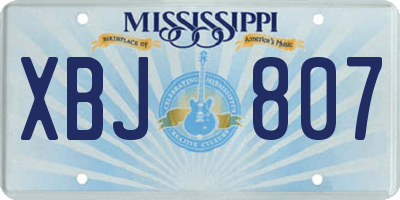 MS license plate XBJ807