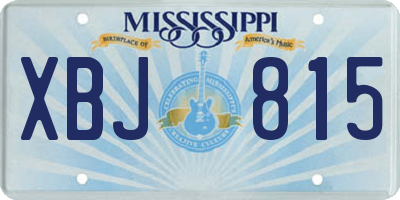 MS license plate XBJ815